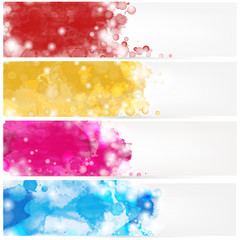 Set of abstract banners with watercolors stains