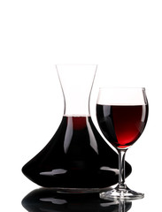 Decanter and glass of wine.