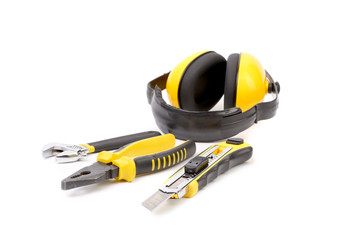 Fototapeta premium Repair tools and protective ear muffs.