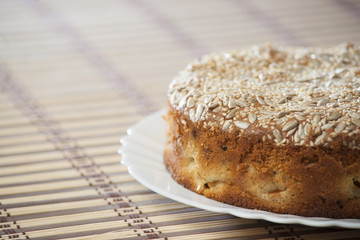 Apricot pie on plate