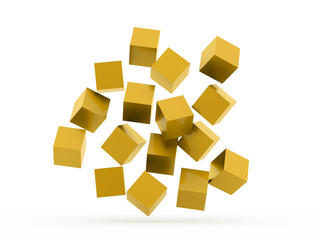 Yellow cubes concept rendered on white