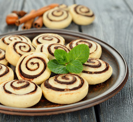 Rolls with chocolate