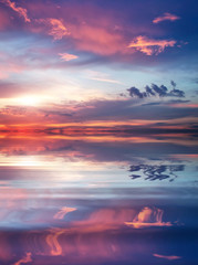 Beautiful colorful sunset sky and ocean. Sky background