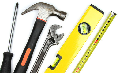 Work tools on white background