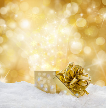 golden background with present
