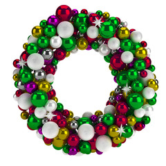 Colorful round christmas advent wreath / Isolated