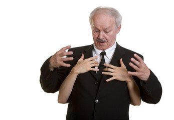 Senior businessman being harassed