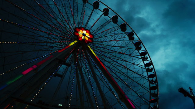 Attractions in Prater amusement park at sky background