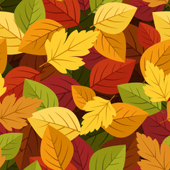 Fototapeta premium Seamless background with colorful autumn leaves. Vector