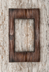 Aged wooden frame on the old wood