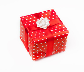 red gift box white background.