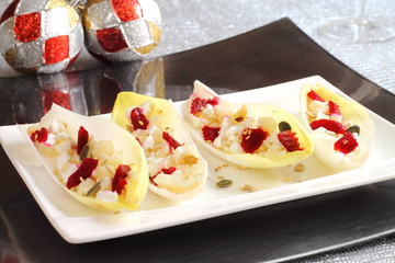 Endives or chicory salad  on a Christmas table
