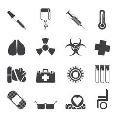 Silhouette collection of  medical themed icons and warning-signs