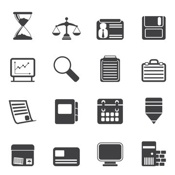 Silhouette Business and office  Icons- vector icon set