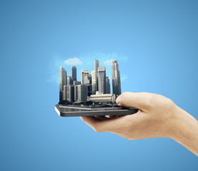 phone with skyscraper