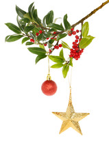 Holly gold star and bauble