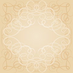 Background with ornamental curly frame in retro style.