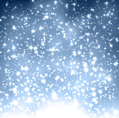 Christmas blue background with snowflakes.