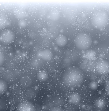 Christmas Grey Background With Snowflakes.