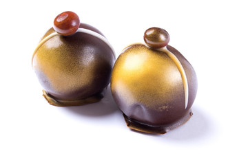 Handicrafted truffles isolated on white background