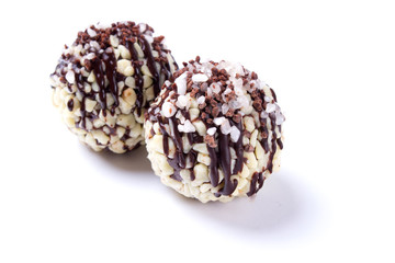 Handicrafted truffles isolated on white background