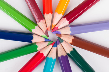 Fototapeta premium Colorful Pencils with Round Shape