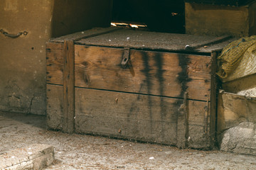 old wooden chest in the attic