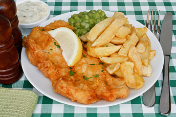 fish and chips with mushy peas