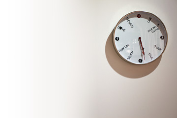 clock on background of wall with copy space