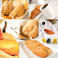 Fresh bread - collage of six photos