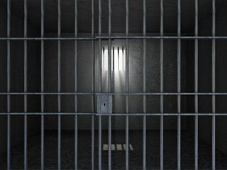 Old Grunge Prison Interior with Jail Bars