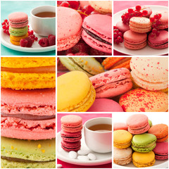 Collage with Colorful macarons