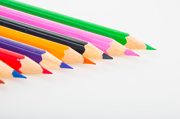 Variety of wooden color pencils, isolated