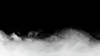 Poster dichte rook achtergrond geïsoleerd op zwart © nikkytok