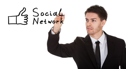 Social network concept on blackboard