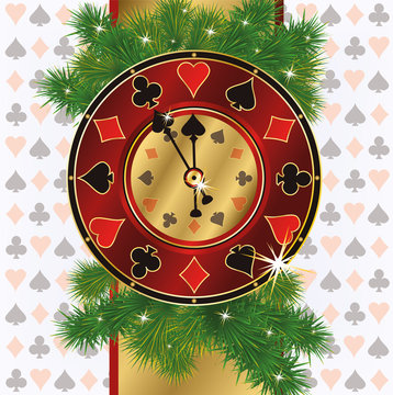 Christmas poker background, vector illustration
