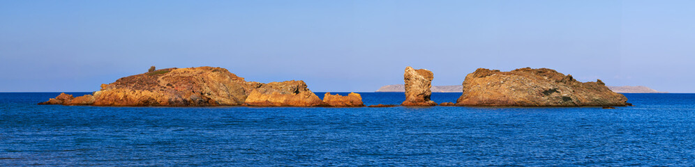 Panoramic view of beautiful rock on Vai beach, Crete.