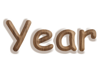 Business concept:  wooden word year on white background