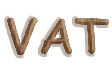 Business concept:  wooden word VAT on white background