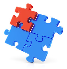 Fototapeta premium Four assembling puzzle pieces