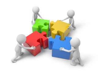 Man with puzzle pieces