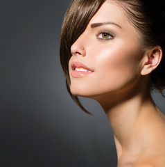 Stylish Fringe. Teenage Girl with Short Hair Style