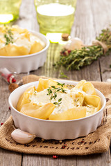 Baked pasta with cottage cheese