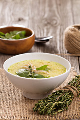 Chicken soup with egg and pasta