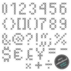 wyszywane cyfry i znaki izolowane edukacyjne elementy © demonique