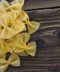 Spilled raw farfalle pasta