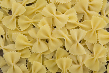 Spilled raw farfalle pasta