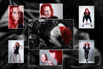 Frau mit roten Haaren Poster Collage