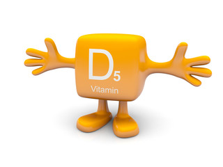 D5 vitamin symbol on yellow figure