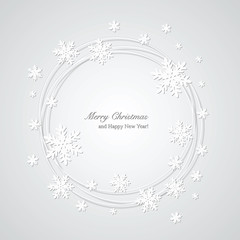 Christmas gray background with snowflakes and place for text. Ro